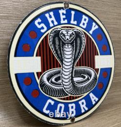 Vintage Ford Shelby Cobra Porcelain Dealership Sign Gas Station Pump Plate Oil