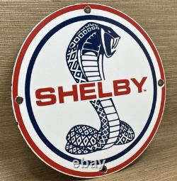 Vintage Ford Shelby Cobra Porcelain Dealership Sign Gas Station Pump Plate Oil