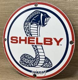 Vintage Ford Shelby Cobra Porcelain Dealership Sign Gas Station Pump Plate Oil