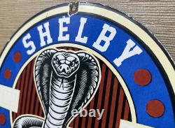 Vintage Ford Shelby Cobra Porcelain Dealership Sign Gas Station Pump Plate Oil