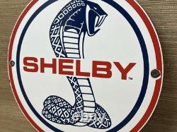 Vintage Ford Shelby Cobra Porcelain Dealership Sign Gas Station Pump Plate Oil