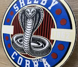 Vintage Ford Shelby Cobra Porcelain Dealership Sign Gas Station Pump Plate Oil