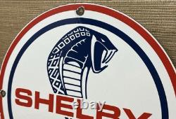 Vintage Ford Shelby Cobra Porcelain Dealership Sign Gas Station Pump Plate Oil