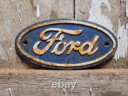 Vintage Ford Sign Cast Iron Automobile Dealer Truck Car Oval Emblem Plaque Gas