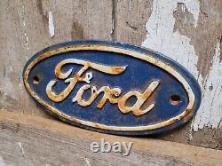 Vintage Ford Sign Cast Iron Automobile Dealer Truck Car Oval Emblem Plaque Gas