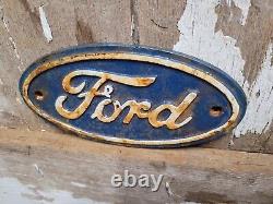 Vintage Ford Sign Cast Iron Automobile Dealer Truck Car Oval Emblem Plaque Gas