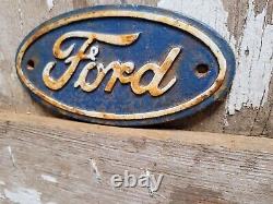 Vintage Ford Sign Cast Iron Automobile Dealer Truck Car Oval Emblem Plaque Gas