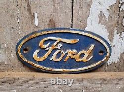 Vintage Ford Sign Cast Iron Automobile Dealer Truck Car Oval Emblem Plaque Gas