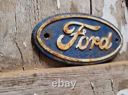 Vintage Ford Sign Cast Iron Automobile Dealer Truck Car Oval Emblem Plaque Gas