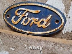 Vintage Ford Sign Cast Iron Automobile Dealer Truck Car Oval Emblem Plaque Gas