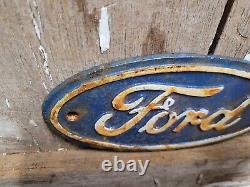 Vintage Ford Sign Cast Iron Automobile Dealer Truck Car Oval Emblem Plaque Gas