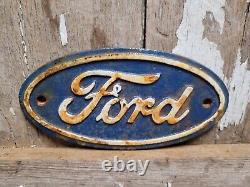 Vintage Ford Sign Cast Iron Automobile Dealer Truck Car Oval Emblem Plaque Gas