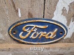 Vintage Ford Sign Cast Iron Automobile Dealer Truck Car Oval Emblem Plaque Gas