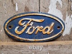 Vintage Ford Sign Cast Iron Automobile Dealer Truck Car Oval Emblem Plaque Gas