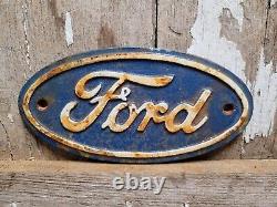 Vintage Ford Sign Cast Iron Automobile Dealer Truck Car Oval Emblem Plaque Gas