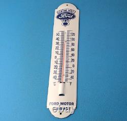 Vintage Ford Sign V8 Service Gas Pump Sign on Porcelain Thermometer