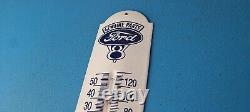 Vintage Ford Sign V8 Service Gas Pump Sign on Porcelain Thermometer