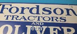 Vintage Fordson Sign Tractors Implements Service Gas Pump Porcelain Sign