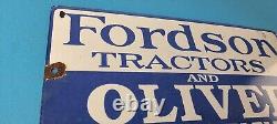Vintage Fordson Sign Tractors Implements Service Gas Pump Porcelain Sign