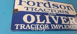 Vintage Fordson Sign Tractors Implements Service Gas Pump Porcelain Sign