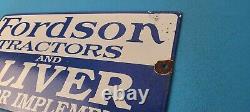 Vintage Fordson Sign Tractors Implements Service Gas Pump Porcelain Sign