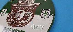 Vintage Forest Fires Porcelain Smokey Bear Service Prevention Service Pump Sign