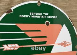 Vintage Frontier Airlines Porcelain Sign Airport Aviation Gas Oil Rocky Mountain