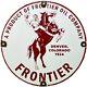 Vintage Frontier Gasoline Porcelain Sign Gas Station Motor Oil Bucking Bronco
