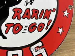 Vintage Frontier Gasoline Porcelain Sign Gas Station Motor Oil Bucking Bronco