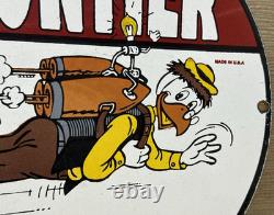 Vintage Frontier Gasoline Porcelain Sign Gas Station Motor Oil Bucking Bronco