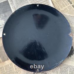 Vintage Frontier Gasoline Rarin'-to-go 12 Inch Convex Porcelain Enamel Sign