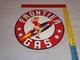 Vintage Frontier Gasoline Woman On Rocket 11 3/4 Porcelain Metal Gas & Oil Sign