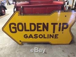 Vintage GOLDEN TIP Porcelain Gas Sign