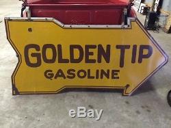 Vintage GOLDEN TIP Porcelain Gas Sign