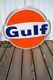 Vintage Gulf Sign Electric Lighted Large Round