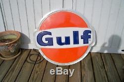 Vintage GULF SIGN Electric Lighted Large Round