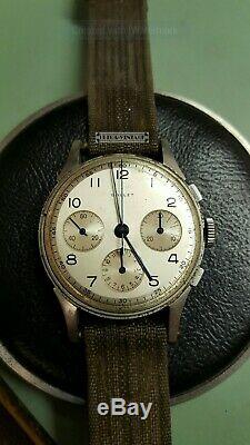Vintage Gallet Chronograph-valjoux 72-signed Stainless Steel Case-nice