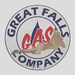 Vintage Gas Great Falls 1986 Oil Porcelain Gas Pump Sign