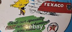 Vintage Gasoline Porcelain Sign Texaco Gas Chicken Ad Filling Station Oil Sign