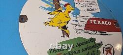 Vintage Gasoline Porcelain Sign Texaco Gas Chicken Ad Filling Station Oil Sign