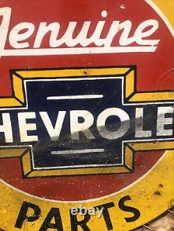 Vintage Genuine Chevrolet parts double sided flange? Porcelain sign Display