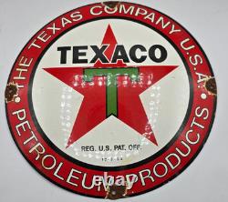 Vintage Genuine Texaco Texas Company Porcelain Sign Pump Plate Gas Station Oil