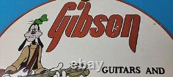 Vintage Gibson Guitars Acoustic Electric Bass Porcelain Gas Station Goofy Sign