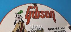Vintage Gibson Guitars Acoustic Electric Bass Porcelain Gas Station Goofy Sign