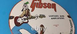 Vintage Gibson Guitars Acoustic Electric Bass Porcelain Gas Station Goofy Sign