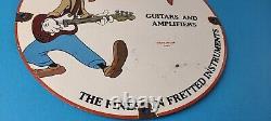 Vintage Gibson Guitars Acoustic Electric Bass Porcelain Gas Station Goofy Sign