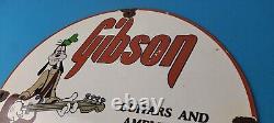 Vintage Gibson Guitars Acoustic Electric Bass Porcelain Gas Station Goofy Sign