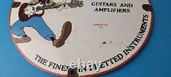 Vintage Gibson Guitars Acoustic Electric Bass Porcelain Gas Station Goofy Sign