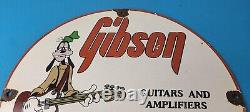 Vintage Gibson Guitars Acoustic Electric Bass Porcelain Gas Station Goofy Sign