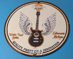 Vintage Gibson Guitars Acoustic Electric Bass Store Porcelain Gas Station Sign